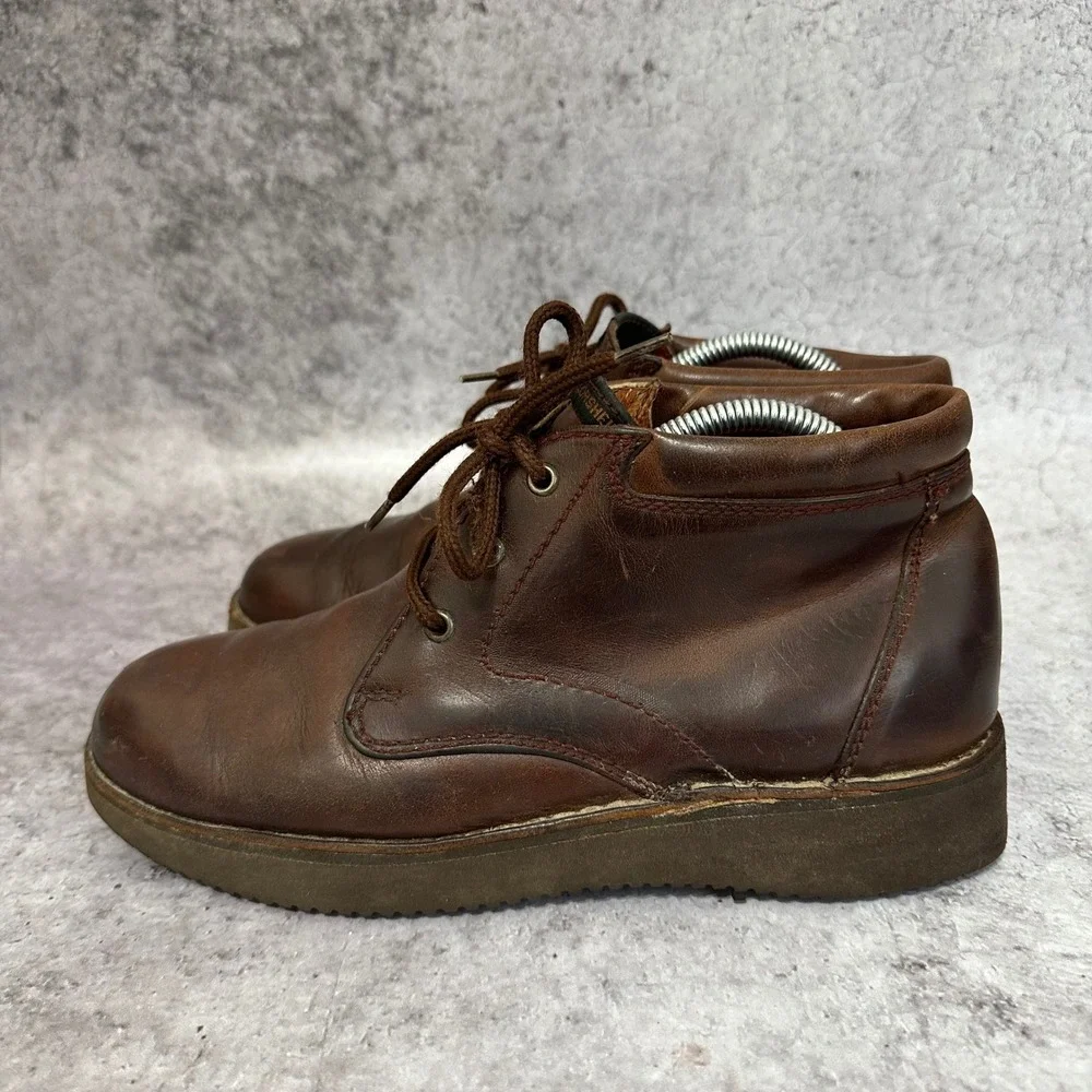 Florsheim Outdoorsman Boots Mens 8.5 Brown Leather Hiking Ankle Rugged Wedge